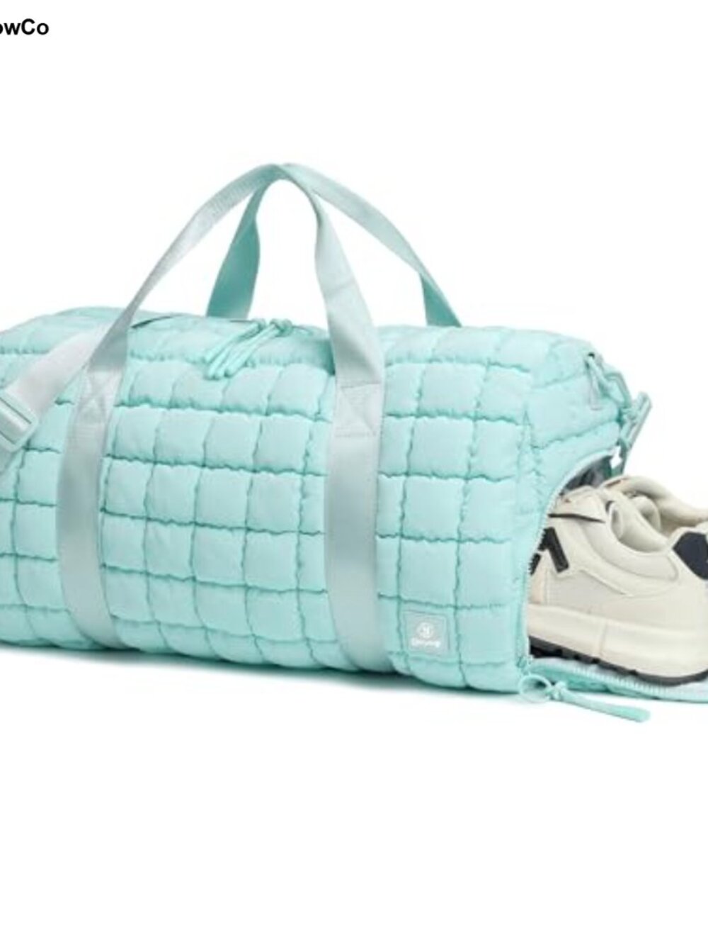 Quilted Puffer Duffle Bag with Shoe Compartment Nylon